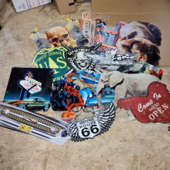 20x signs Lot HUGE Chevy Ford car USA STEEL Metal Truck Garage Dad Gift Ad - Picture 5 of 10